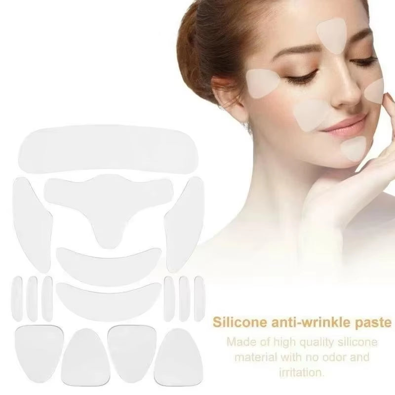 SmoothSilk™ 16-Piece Anti-Wrinkle Silicone Patch Set – Reusable Face, Neck & Forehead Lift