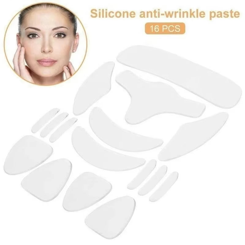 SmoothSilk™ 16-Piece Anti-Wrinkle Silicone Patch Set – Reusable Face, Neck & Forehead Lift