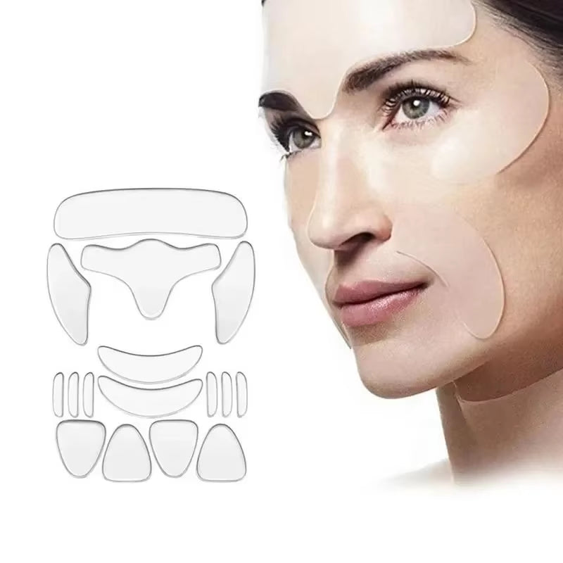 SmoothSilk™ 16-Piece Anti-Wrinkle Silicone Patch Set – Reusable Face, Neck & Forehead Lift