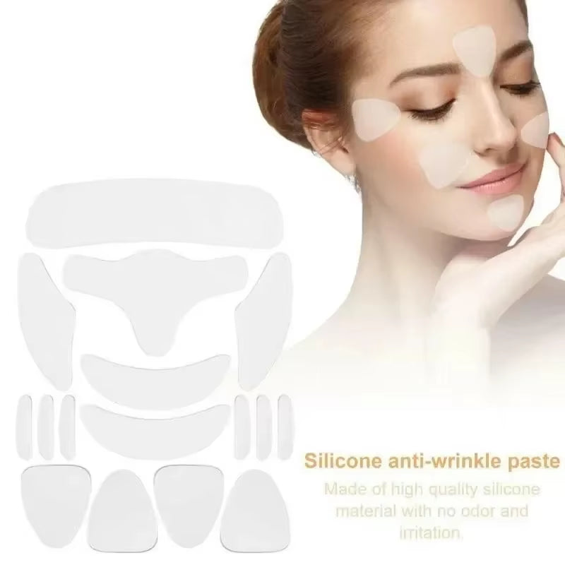 SmoothSilk™ 16-Piece Anti-Wrinkle Silicone Patch Set – Reusable Face, Neck & Forehead Lift